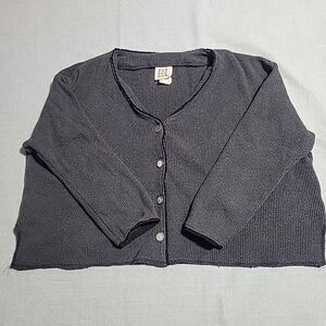 Fitigues Gray Button Up Cropped Ribbed Henley Sweater Womens Size 6